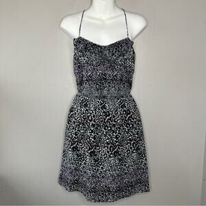 BCBGENERATION Mini Dress Womens Size XS Leopard Print Animal Ruffle Colorful